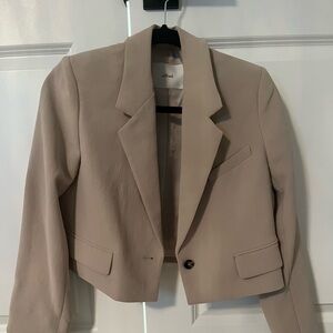 Wilfred Tan Cropped Blazer with Notched Lapels